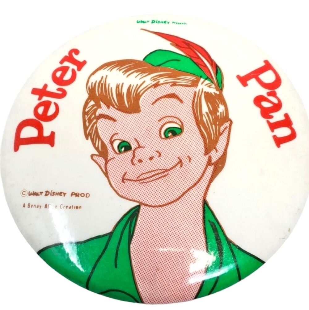 Vintage Walt Disney Productions Peter Pan Large Round Button